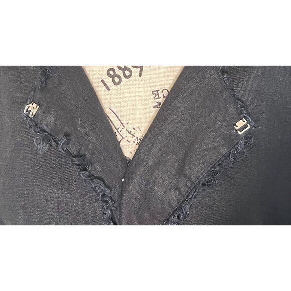 Chico's Bell-Sleeve Linen Open Front Boho Jacket Whimsy Black Size 3 16/18 - Picture 5 of 11